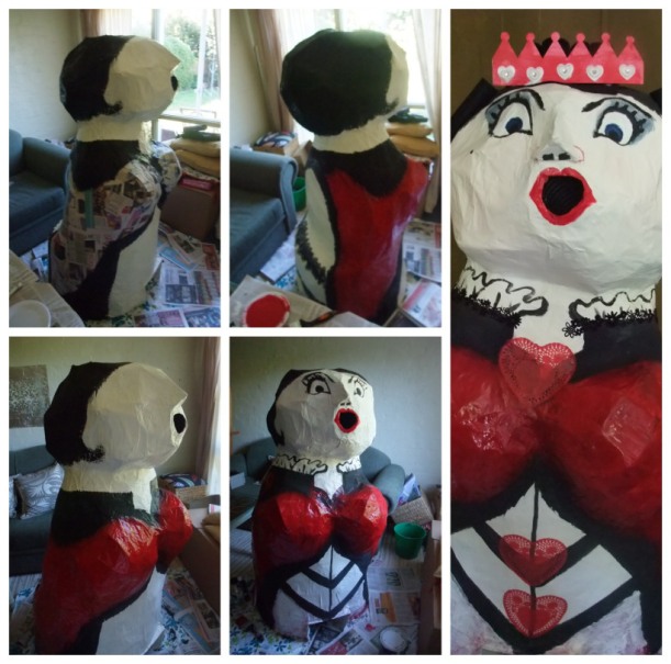 making a queen of hearts paper mache