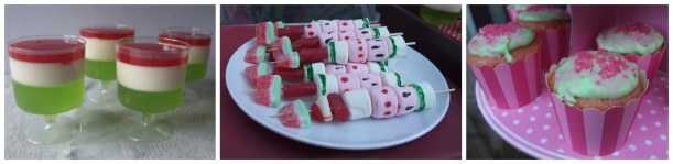 Watermelon coloured party food