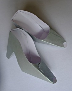 4 silver paper shoes